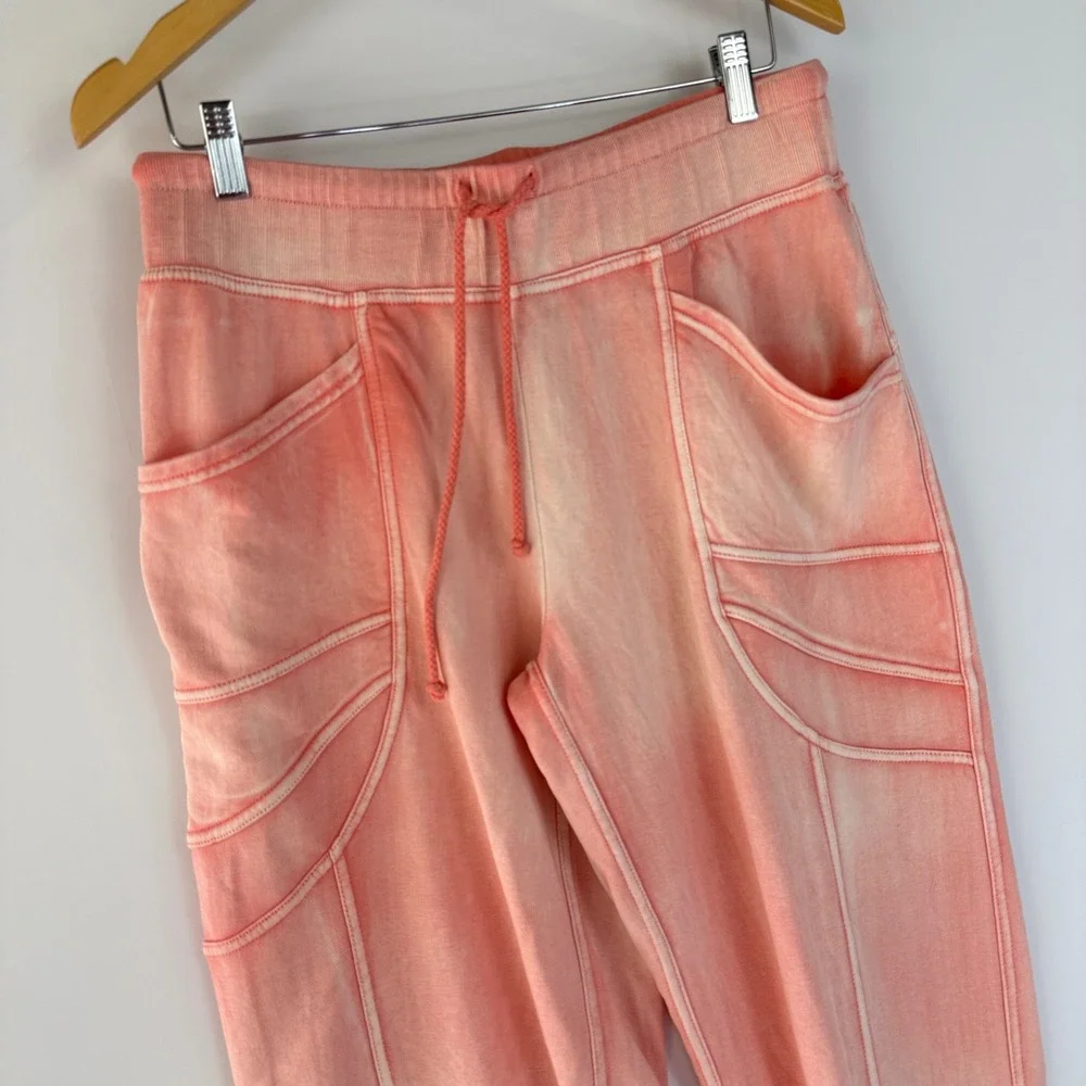 Daily Practice Joggers Women S Coral Pink Acid Wash Cargo Sweatpants Barrel - Picture 3 of 13